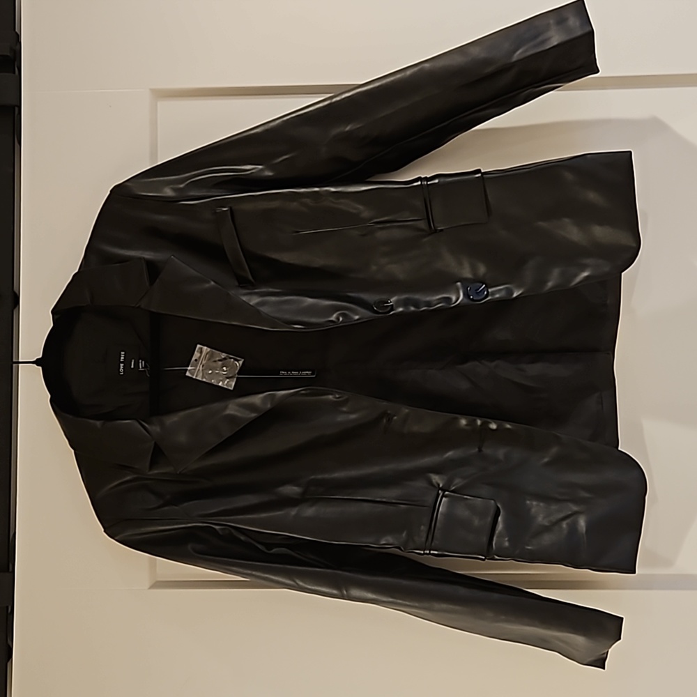 Black Faux Leather Blazer